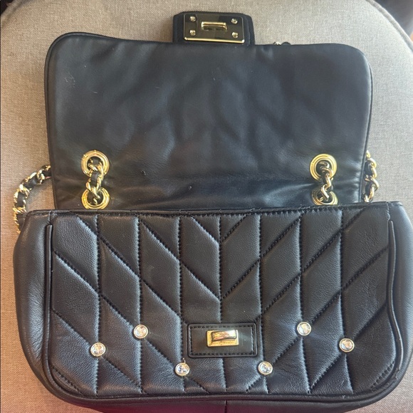 Karl Lagerfeld Black Studded Quilted Shoulder Bag - Picture 3 of 7